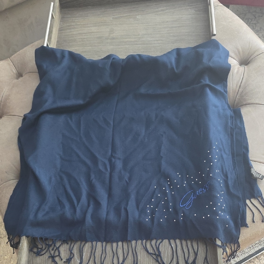 Guess Dark Blue Scarf with Sparkling Accents